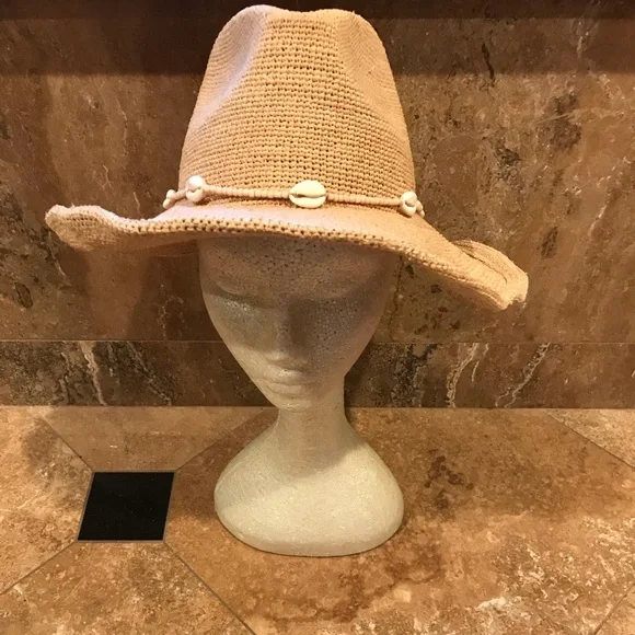 Wyeth Reed Shell Trim Band Raffia Rancher Hat - Picture 4 of 6